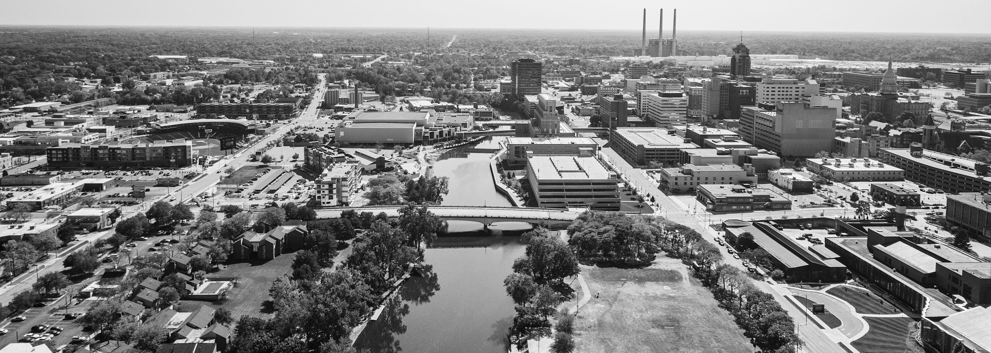 Aerial image of downtown Lansing